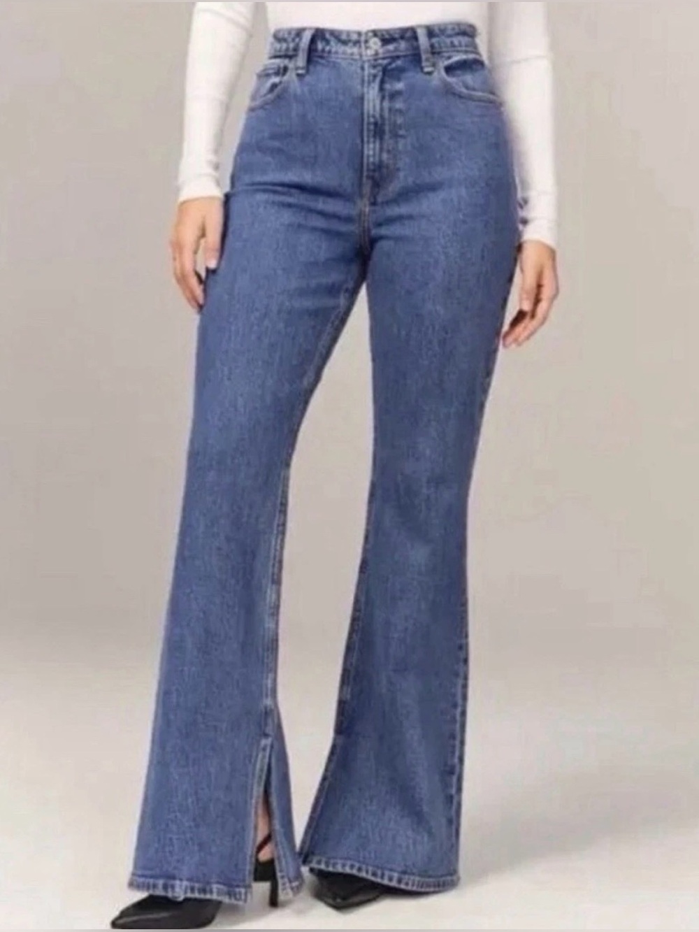 Abercrombie & Fitch The Vintage Flare High Rise Jeans Ankle Slit Size: 25/0 Long